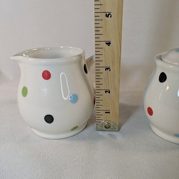 Spode Baking Days Multicolor Polka Dot Creamer and Sugar Set Ceramic 2007-A9 - Picture 10 of 13